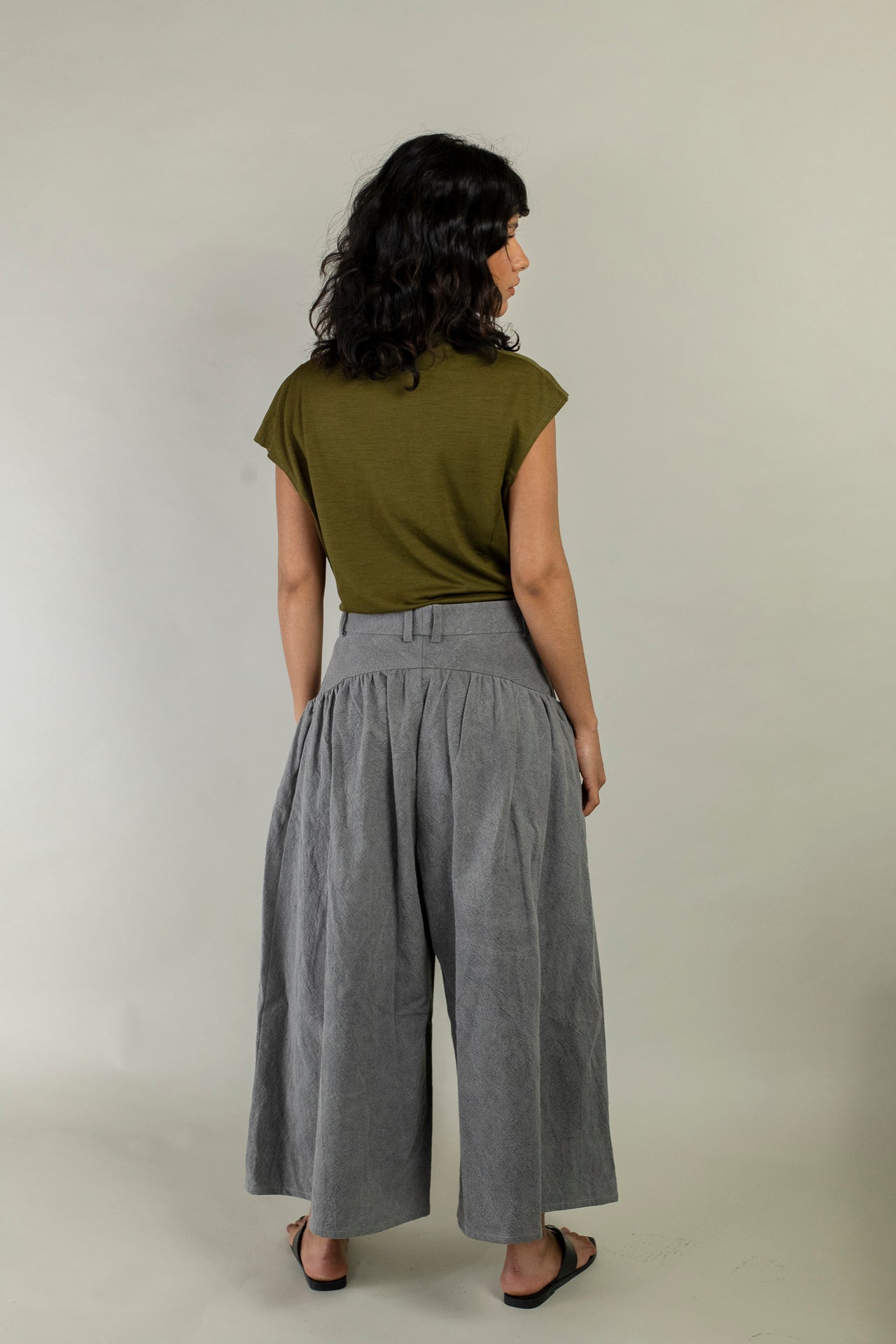 Gathered Wide Leg Culotte