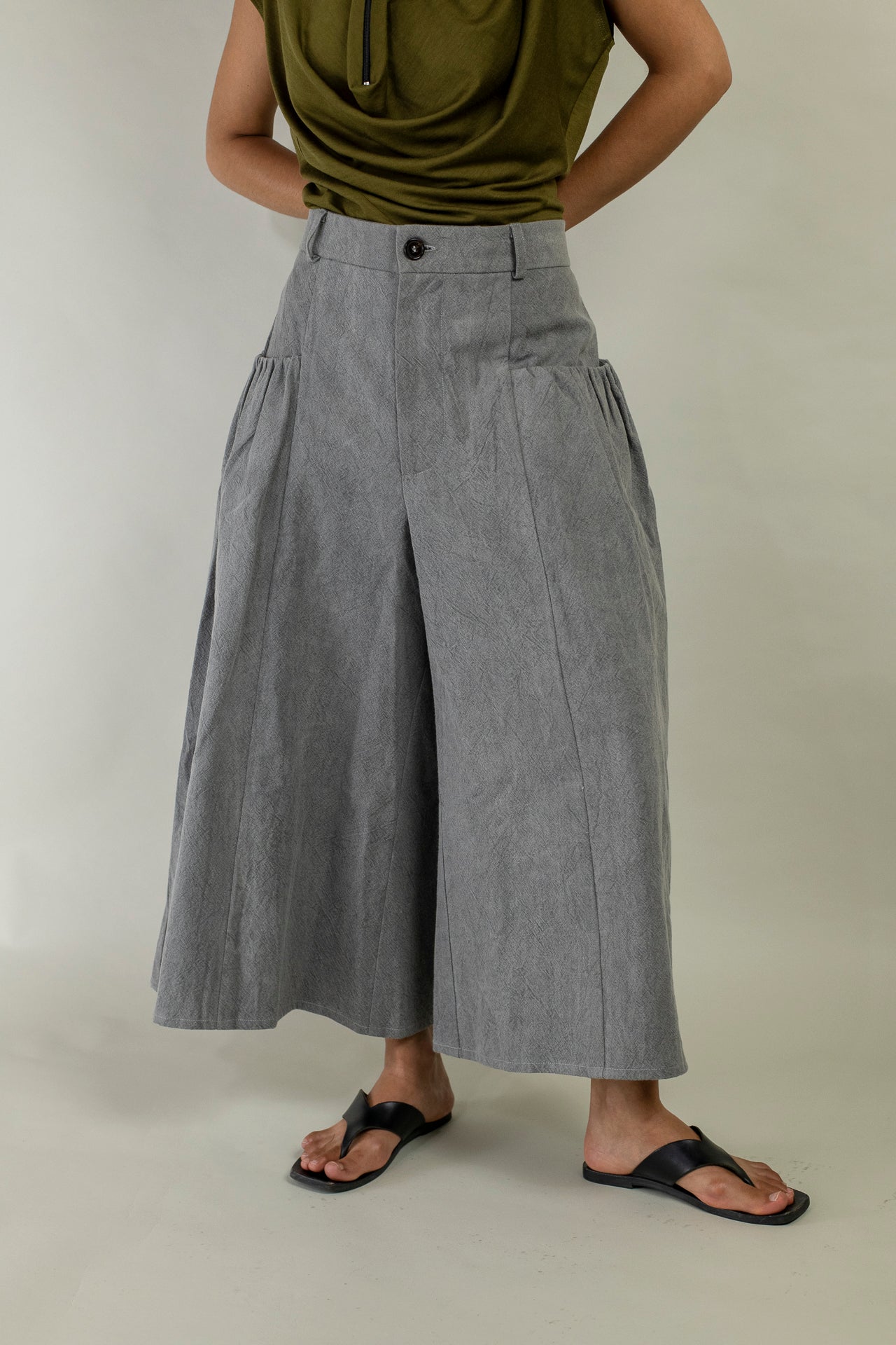 Gathered Wide Leg Culotte