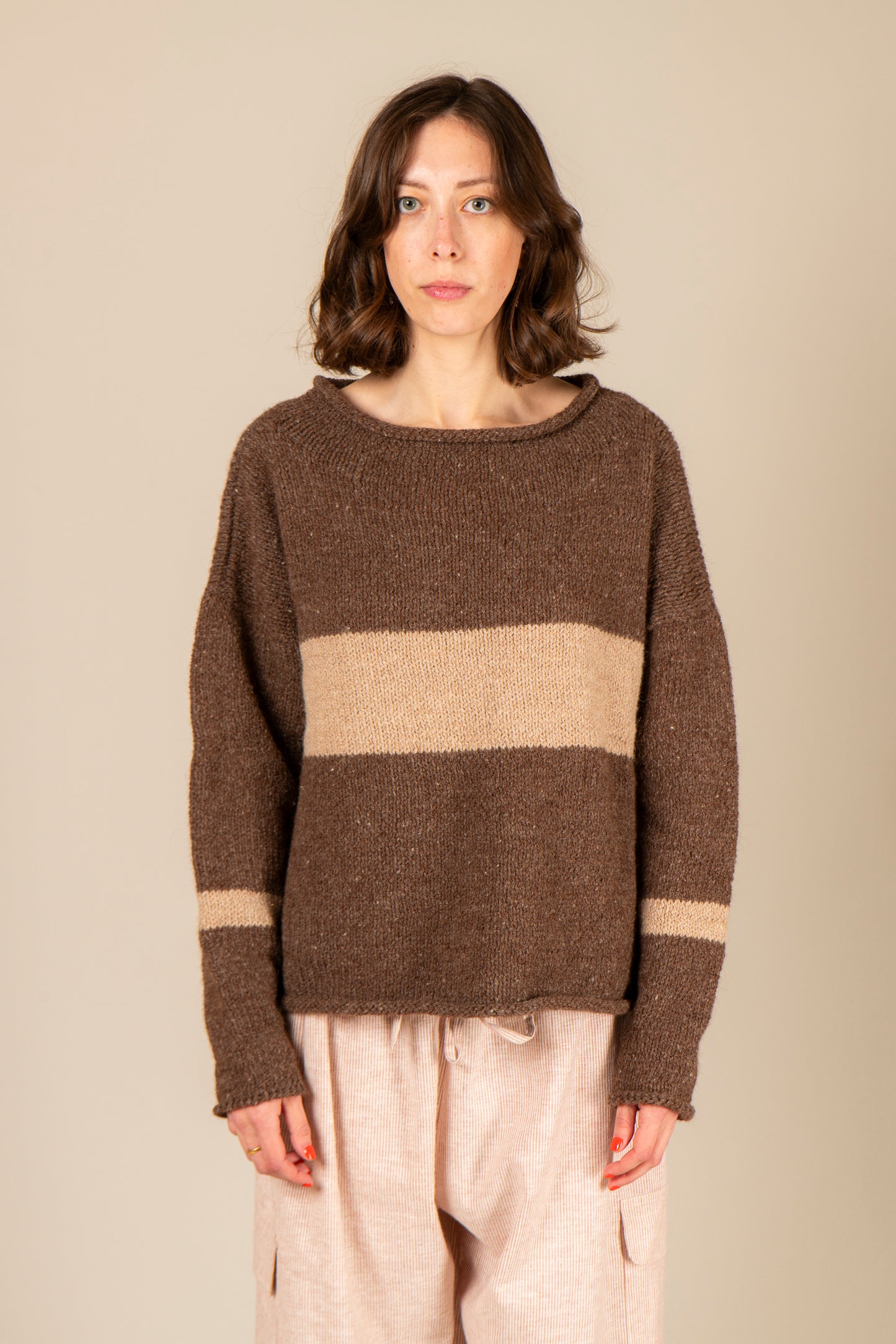 rolled edge sweater