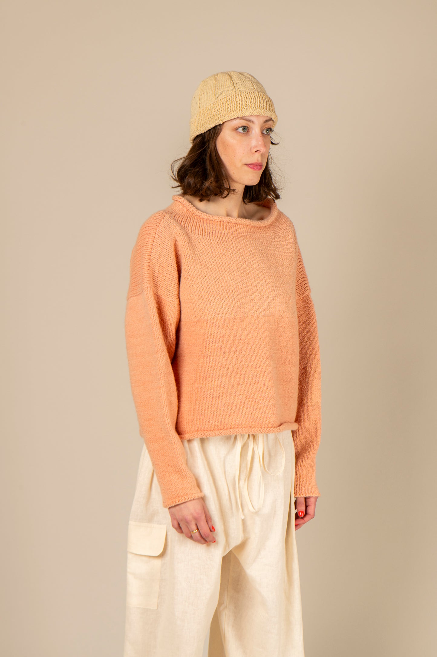 rolled edge sweater