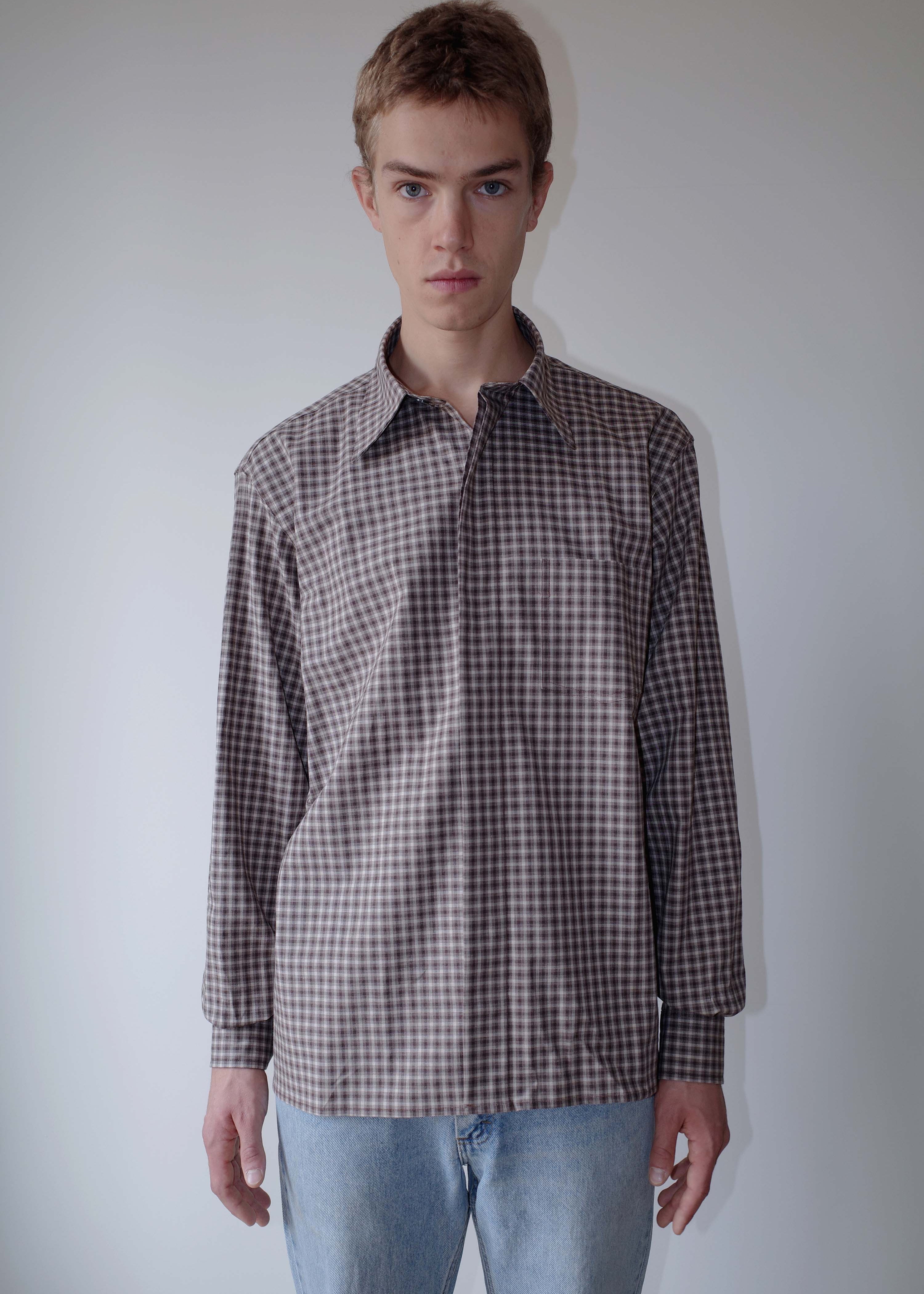 Camisas Manolo Brown Camel Checks Campo Shirt