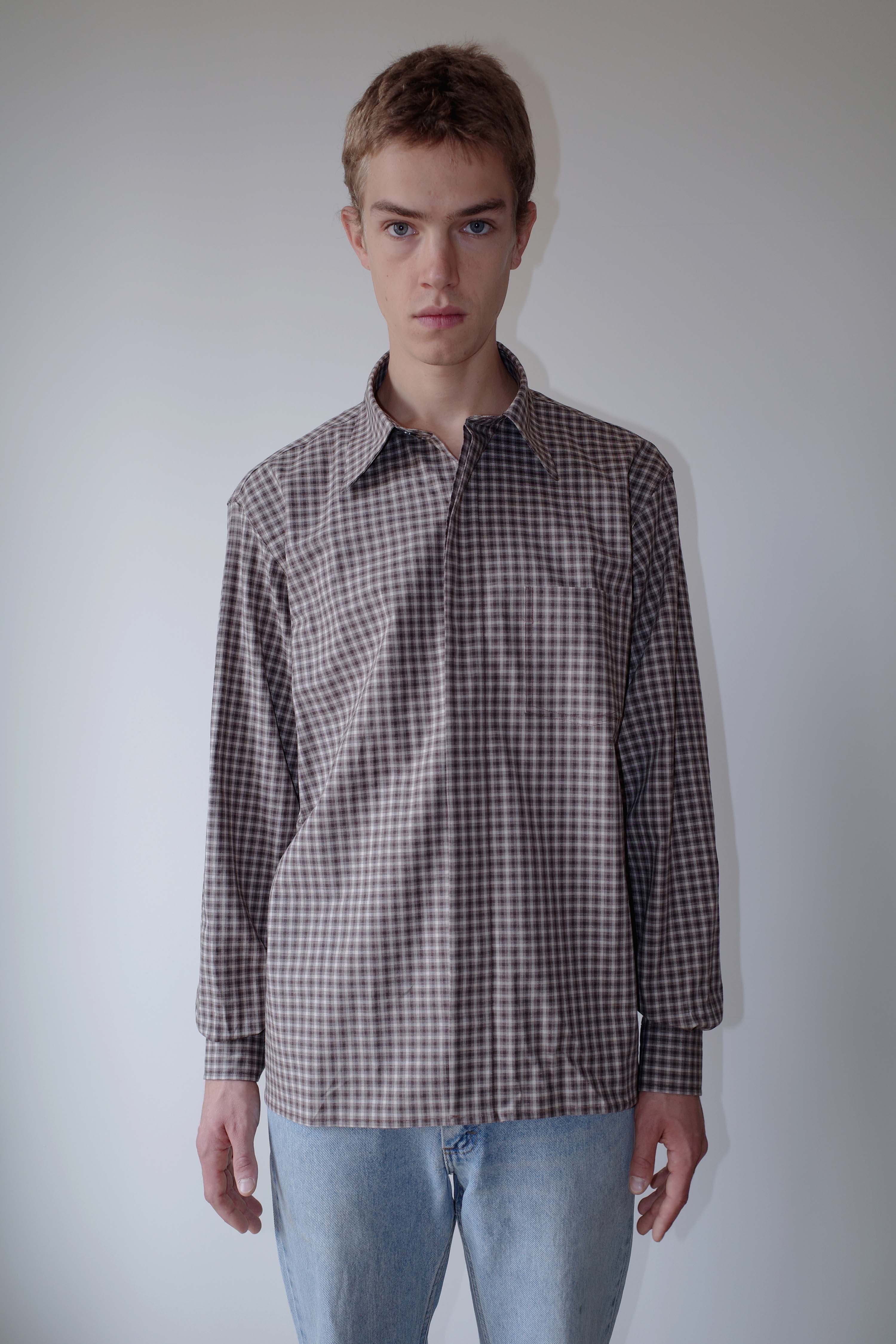 Camisas Manolo Brown Camel Checks Campo Shirt