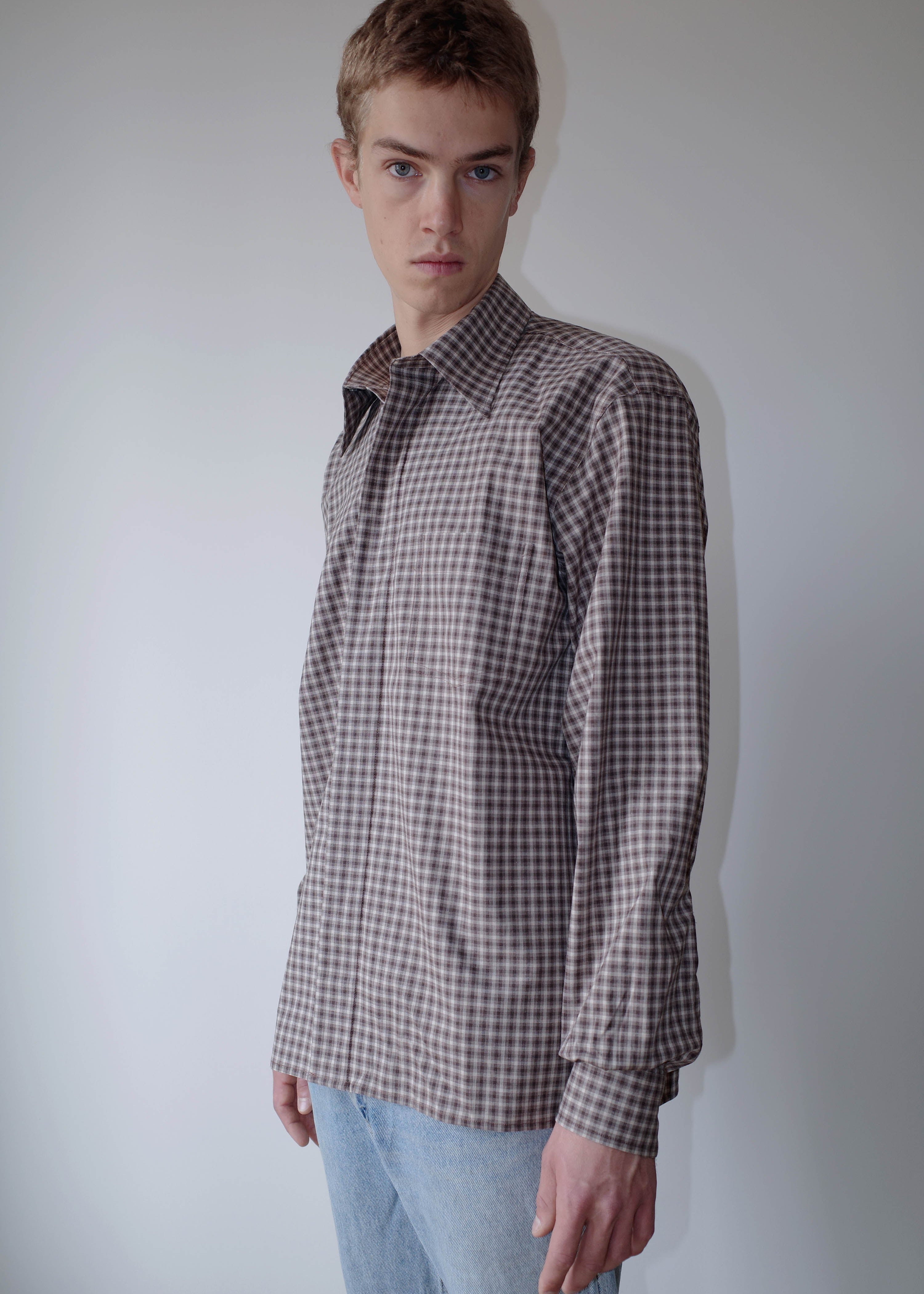 Camisas Manolo Brown Camel Checks Campo Shirt