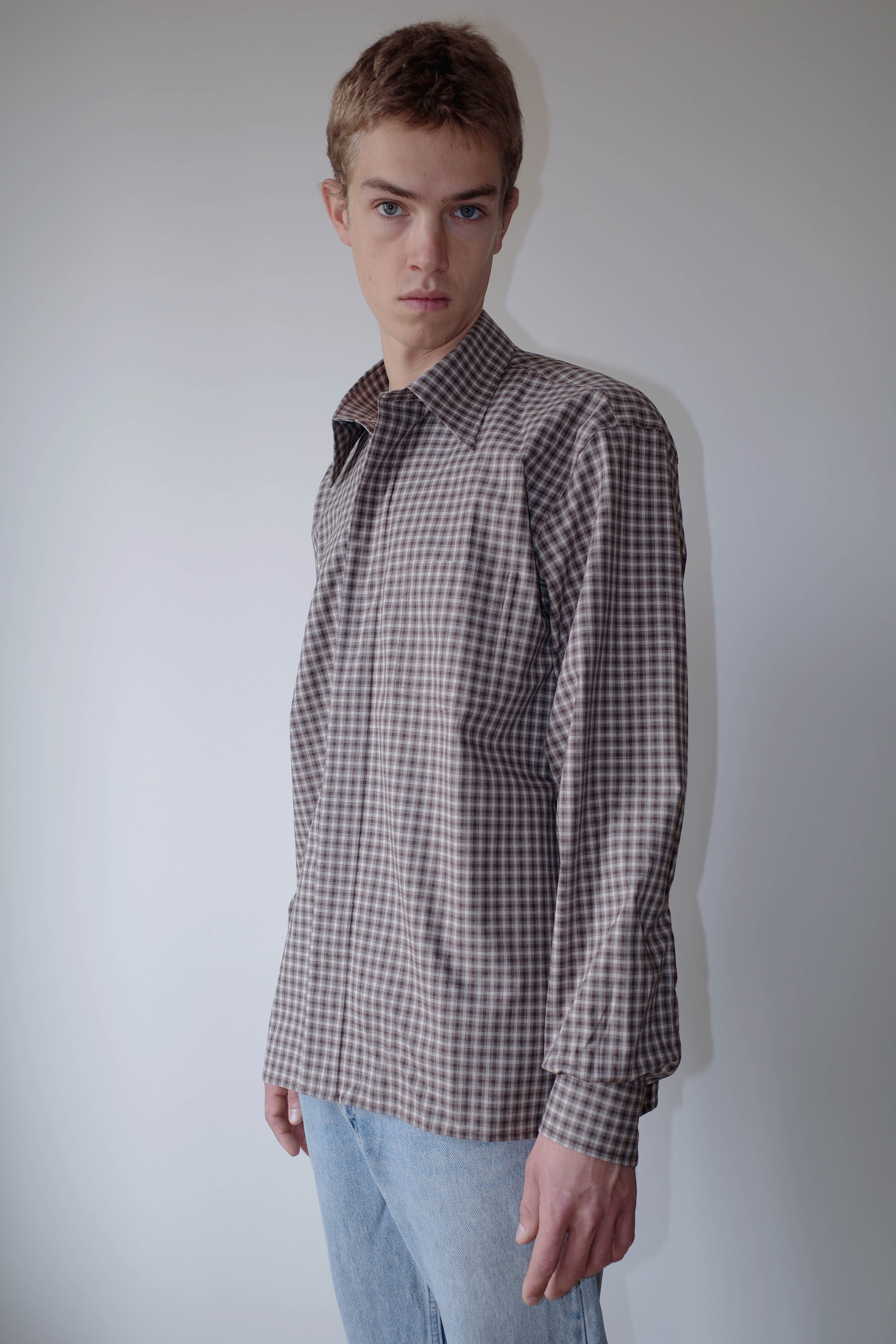 Camisas Manolo Brown Camel Checks Campo Shirt