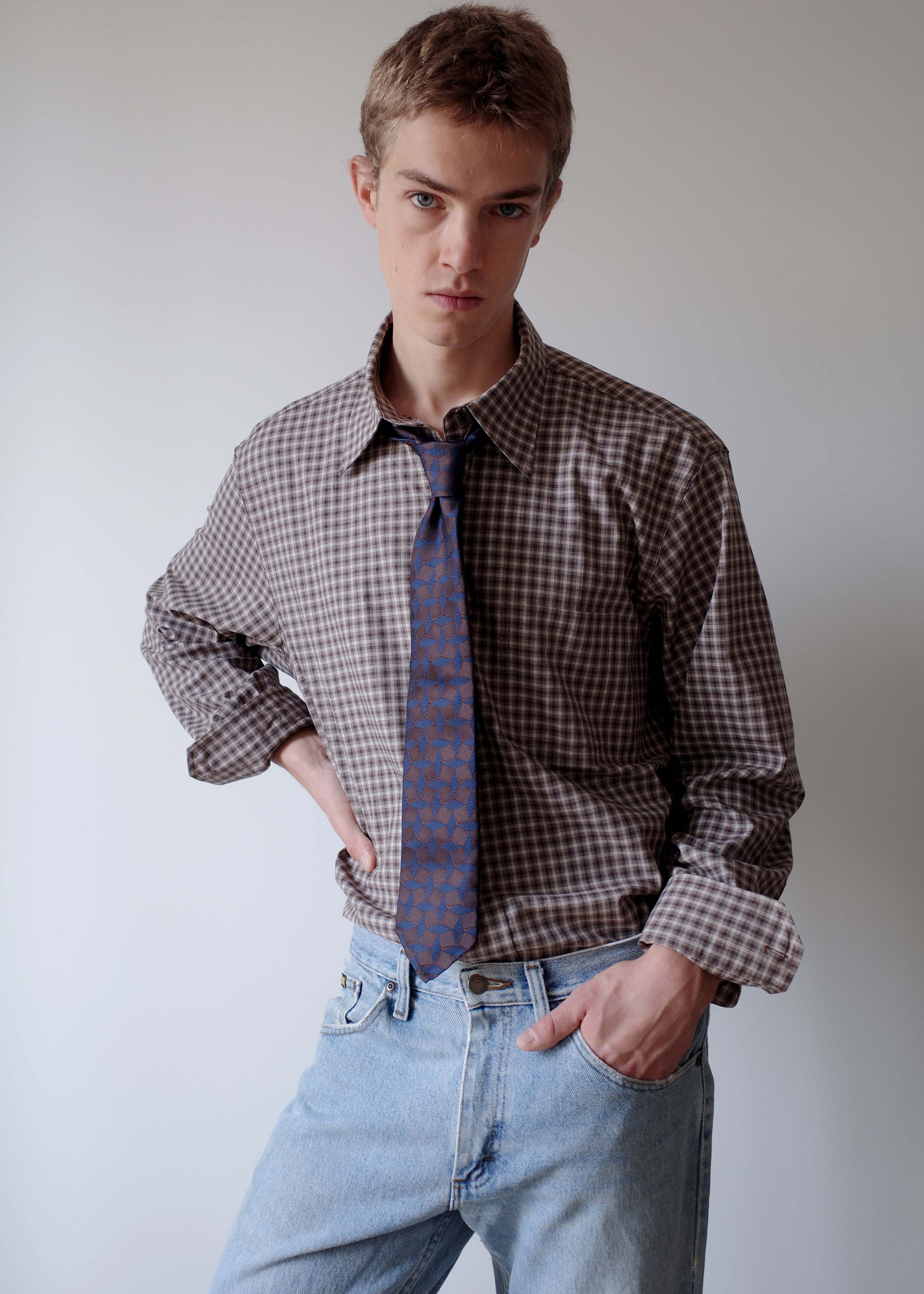 Camisas Manolo Brown Camel Checks Campo Shirt