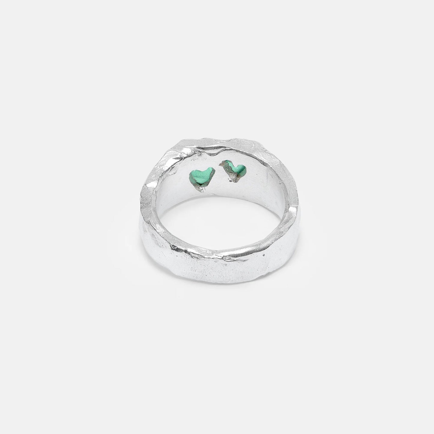 Twin Emerald Heart Signet -Ring