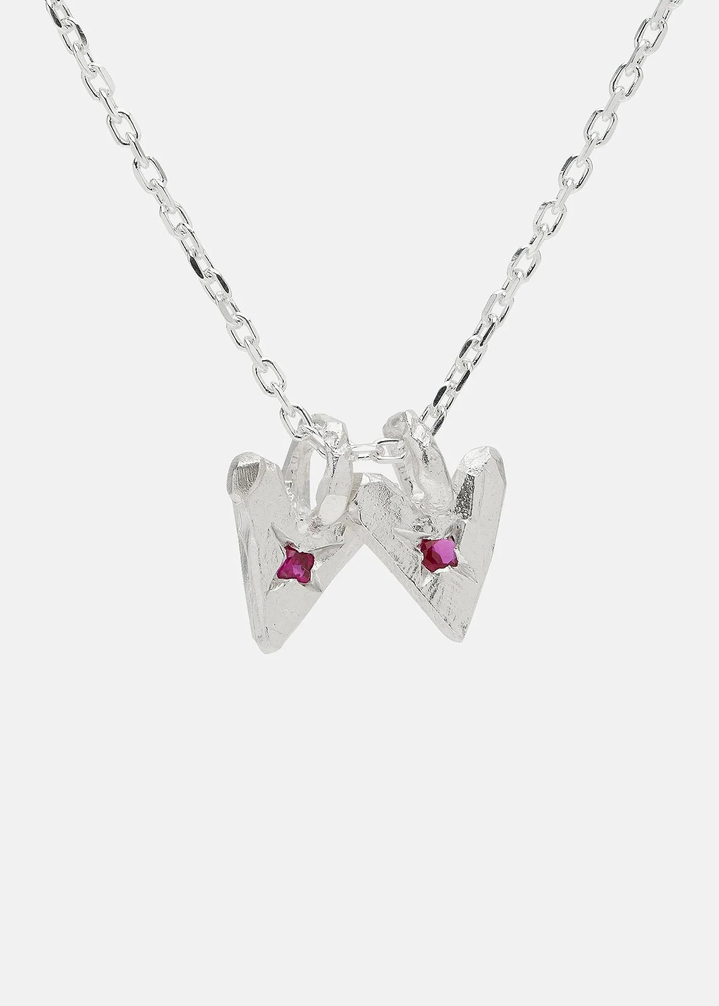 Twin Ruby Hearts - Necklace