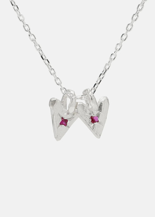 Twin Ruby Hearts - Necklace