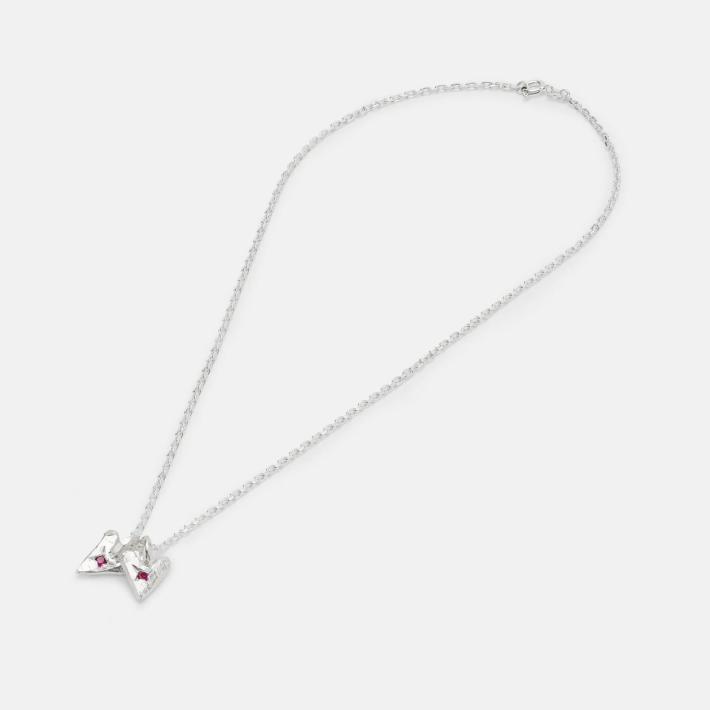Twin Ruby Hearts - Necklace