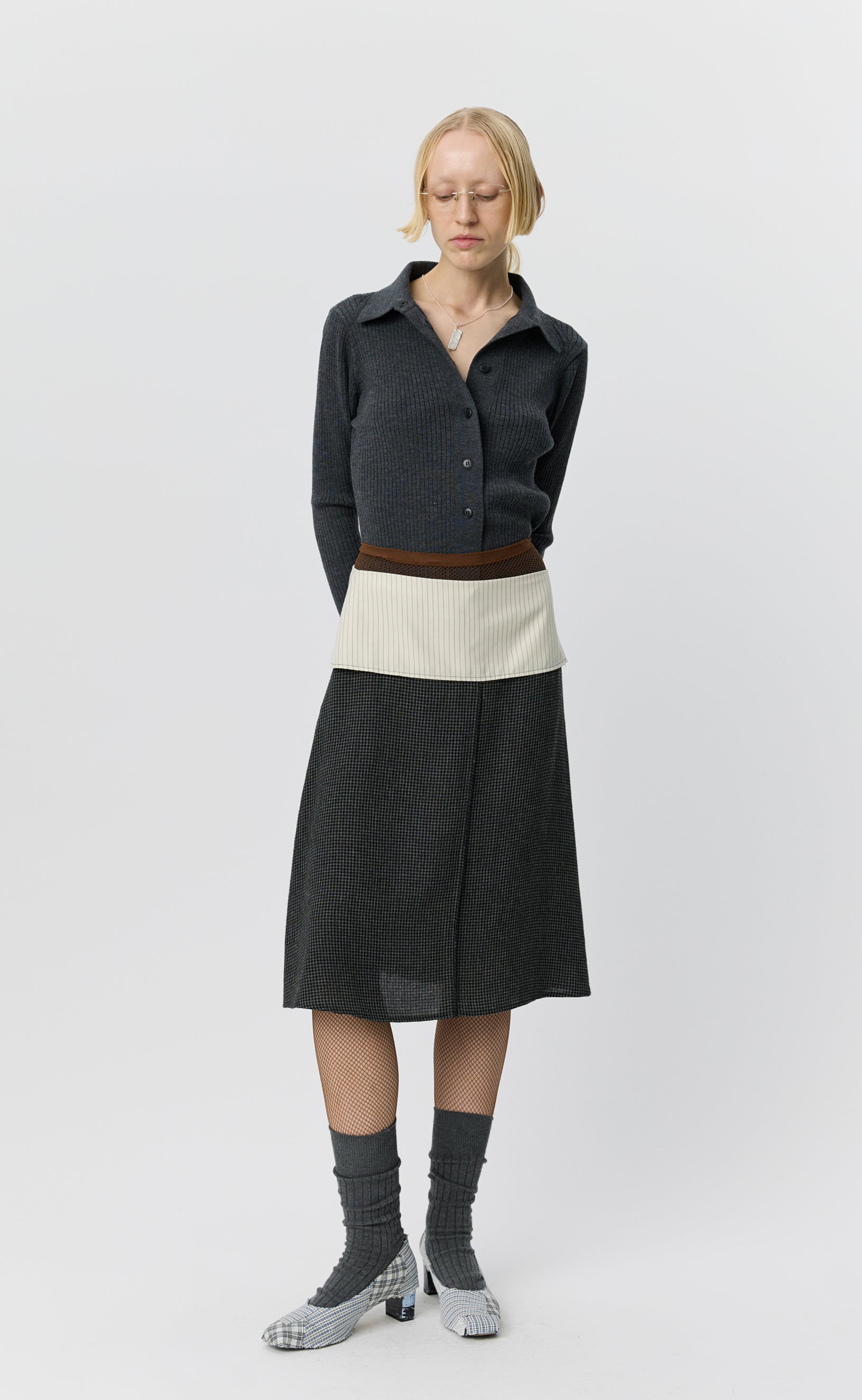 mfpen Committee Skirt - Dark Grey Check