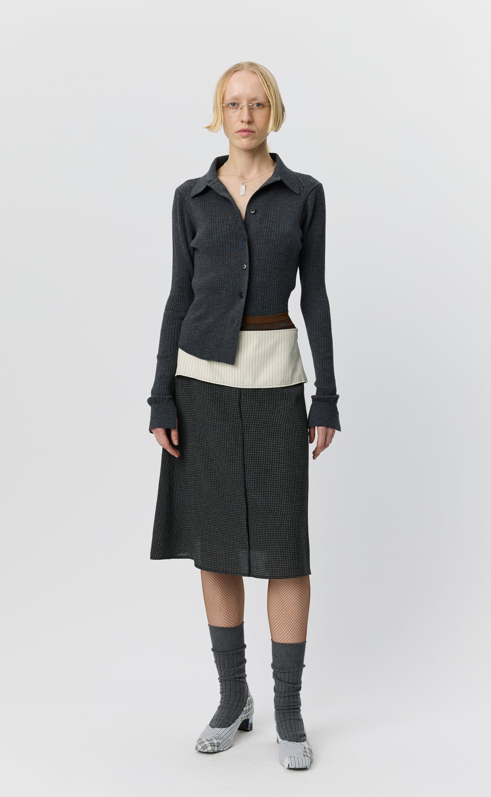 mfpen Committee Skirt - Dark Grey Check
