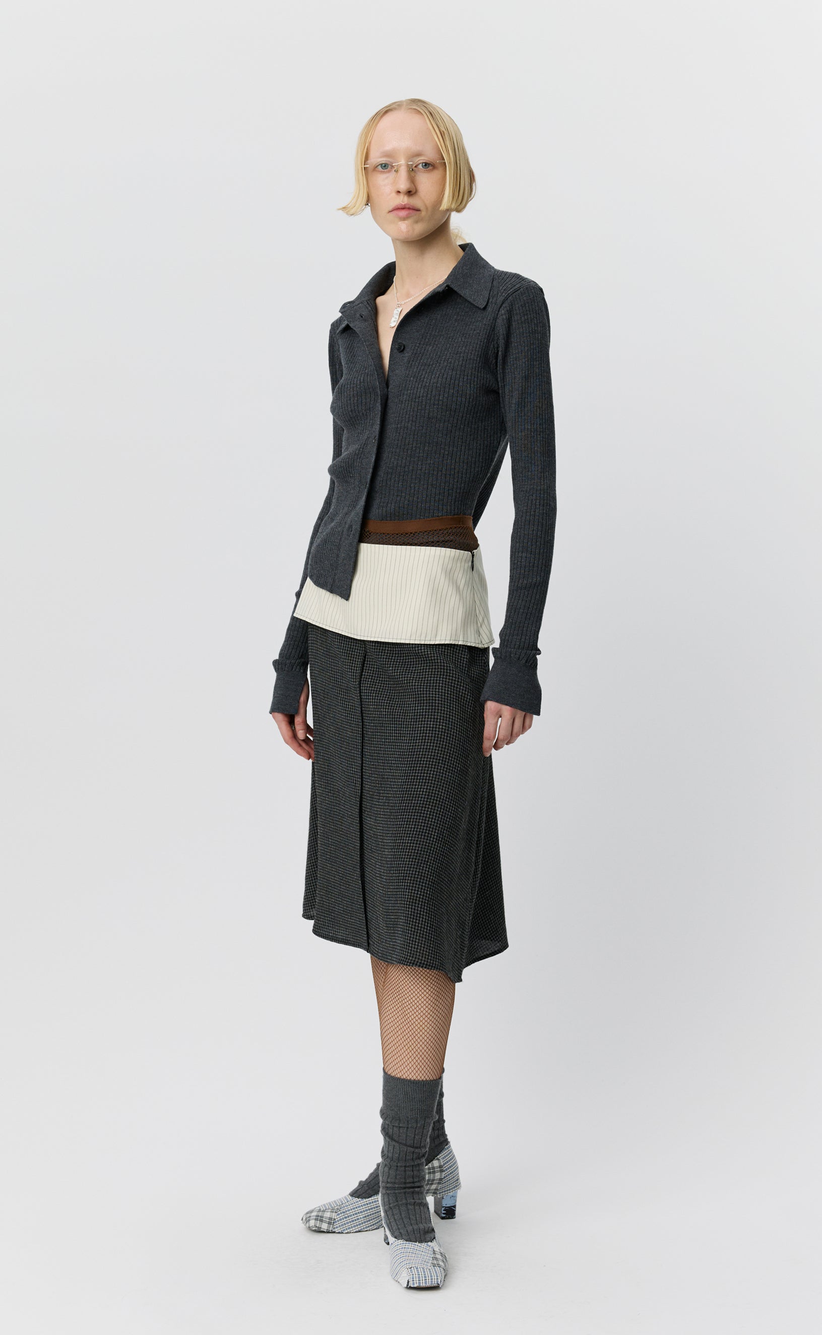 mfpen Committee Skirt - Dark Grey Check