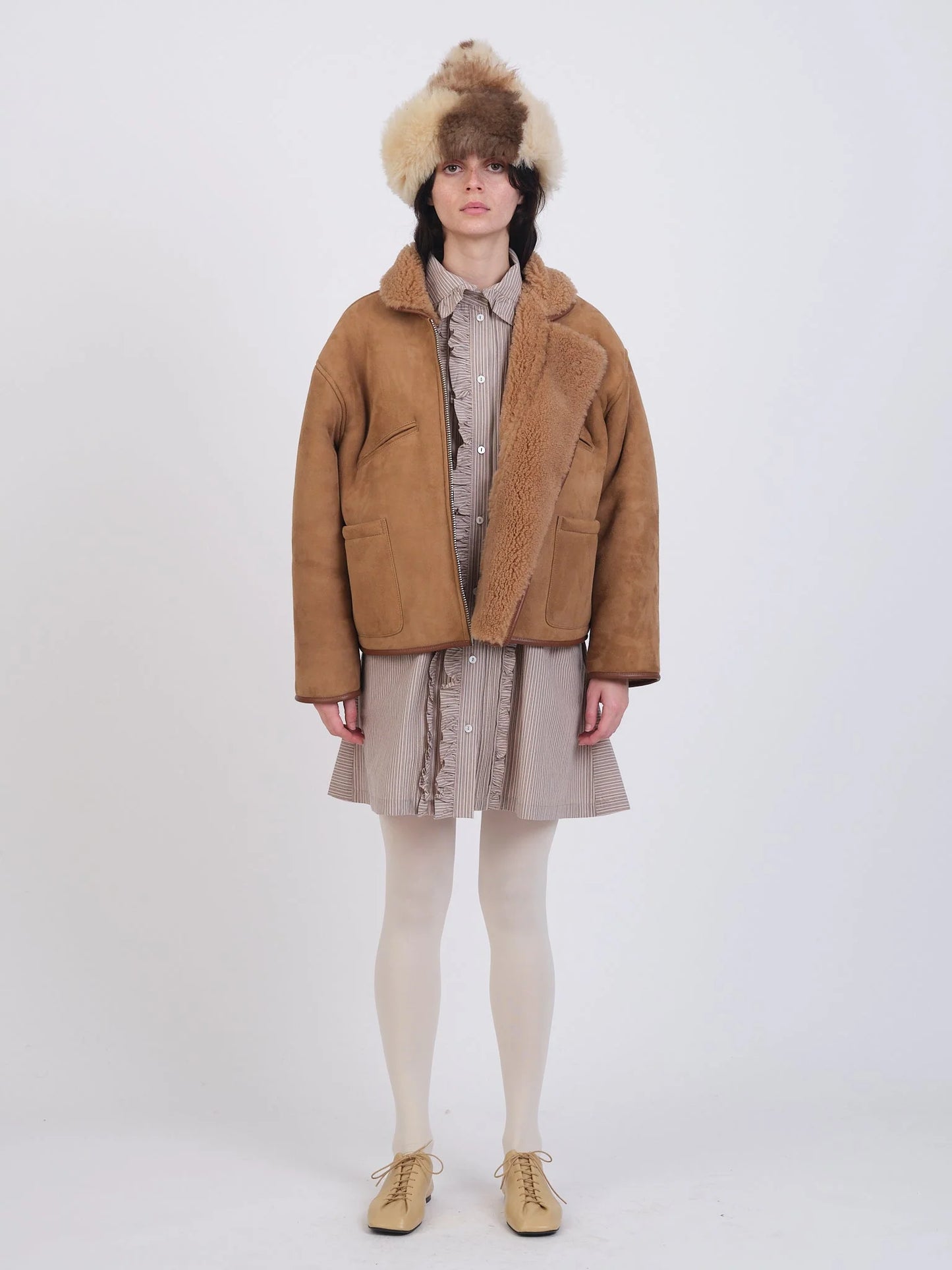 Suede Back Curly Hair Sheepskin Flying Jacket