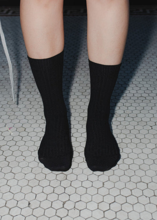 Rib Over Ankle Socks Cotton