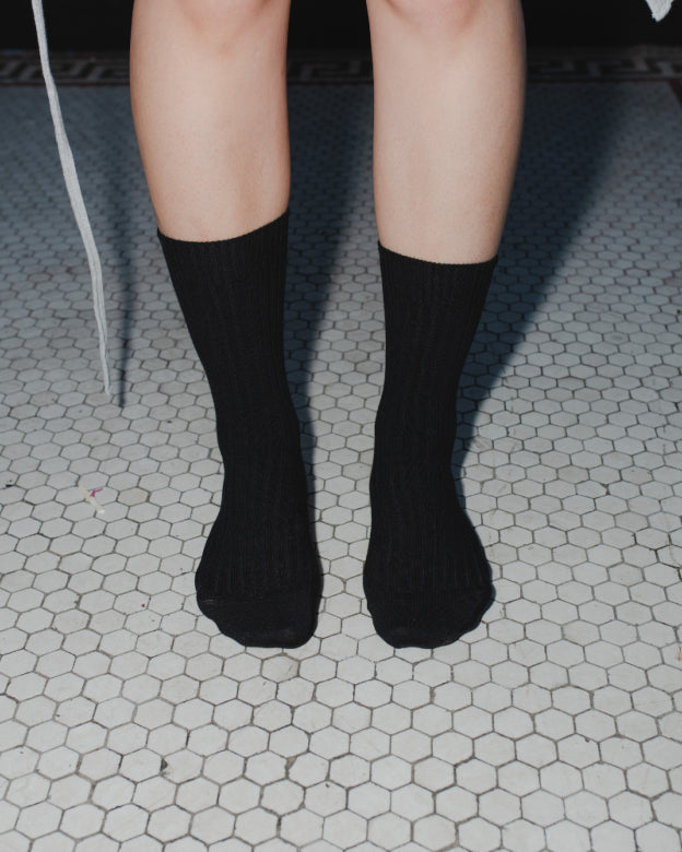 Rib Over Ankle Socks Cotton