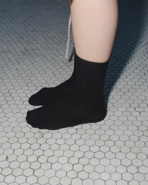 Rib Over Ankle Socks Cotton