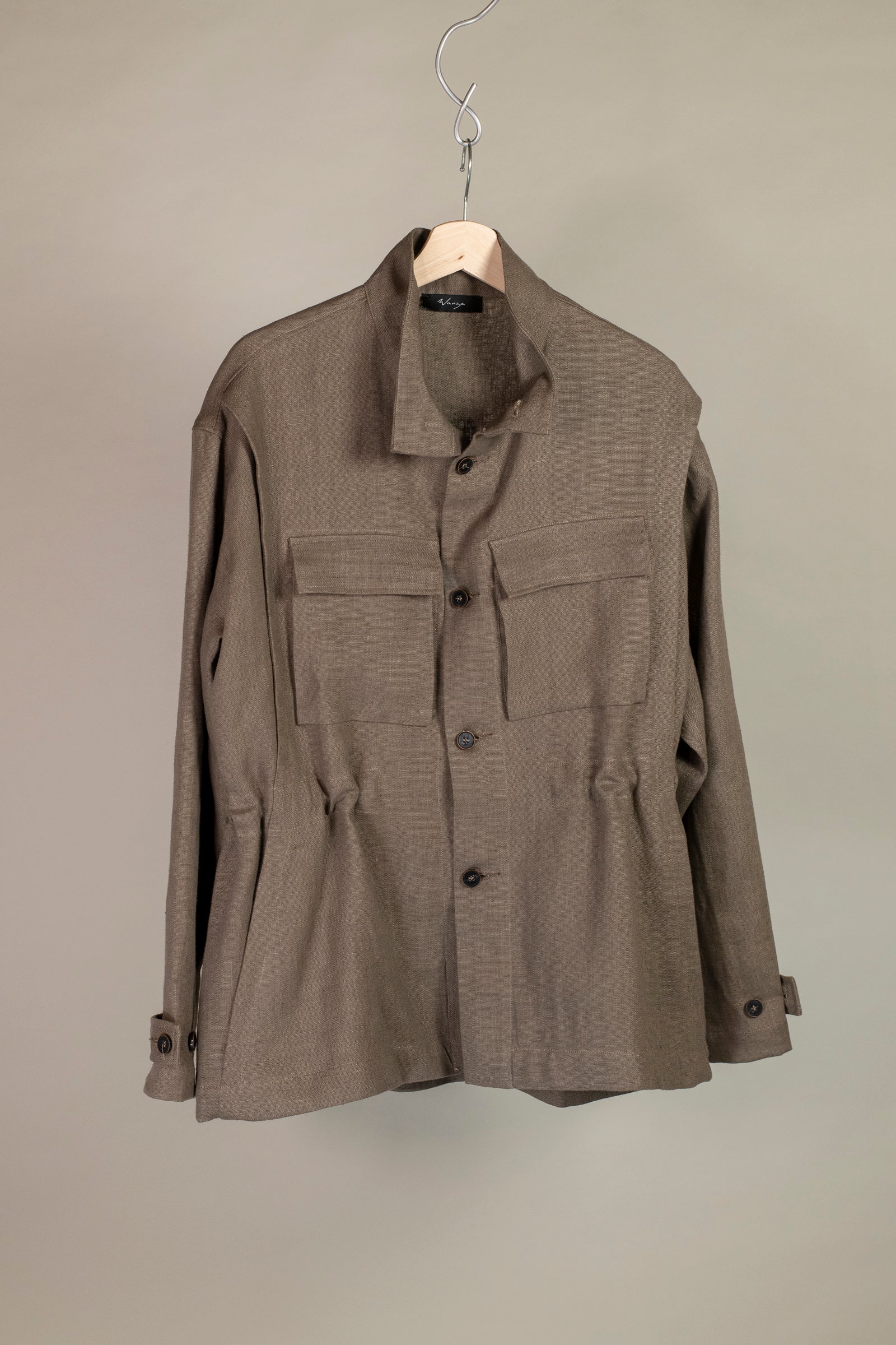 Front view of Wanze men's natural field jacket in brown